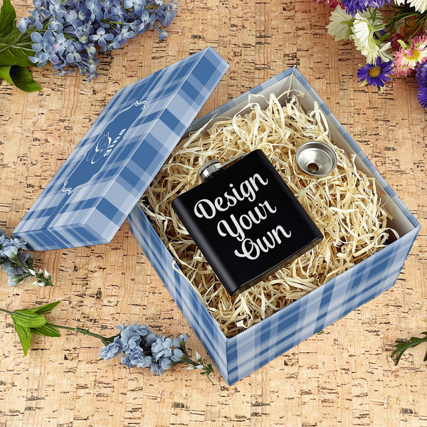 Plaid Gift Boxes with Lid - Canvas Wrapped - Large - In Context