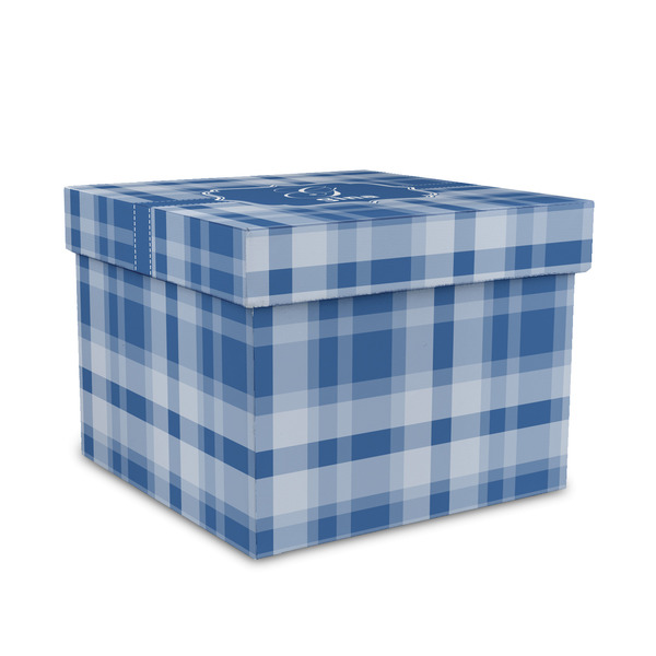 Custom Plaid Gift Box with Lid - Canvas Wrapped - Medium (Personalized)