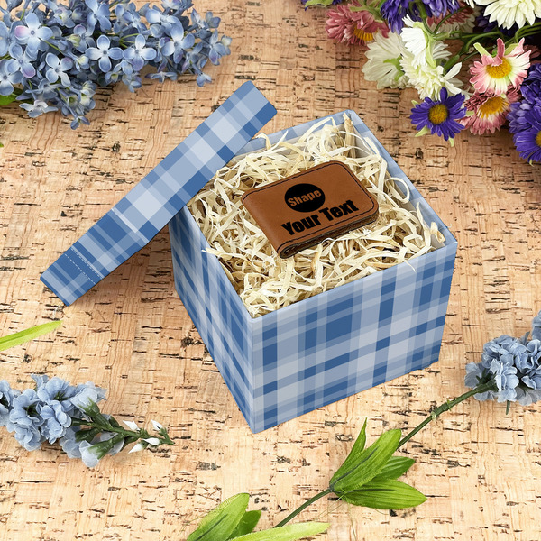 Plaid Gift Boxes with Lid - Canvas Wrapped - Small - In Context