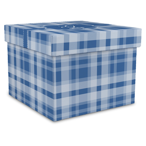 Custom Plaid Gift Box with Lid - Canvas Wrapped - X-Large (Personalized)