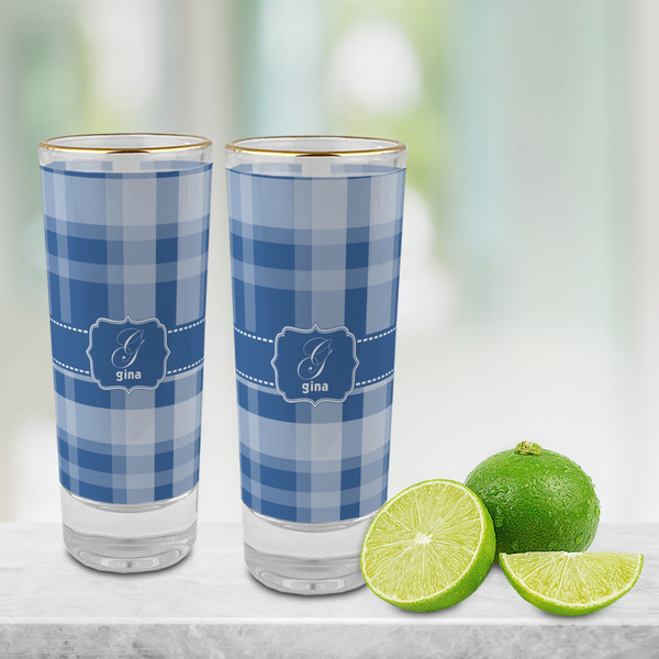 Plaid Glass Shot Glass - 2 oz - LIFESTYLE