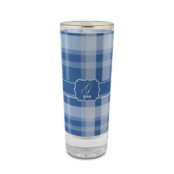 Plaid 2 oz Shot Glass -  Glass with Gold Rim - Set of 4 (Personalized)