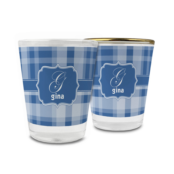 Custom Plaid Glass Shot Glass - 1.5 oz (Personalized)