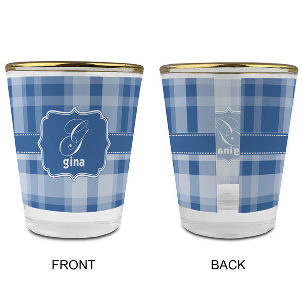 Plaid Glass Shot Glass - with gold rim - APPROVAL