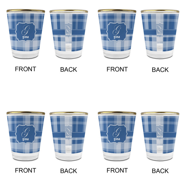 Plaid Glass Shot Glass - with gold rim - Set of 4 - APPROVAL