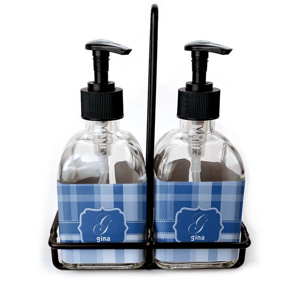 Custom Plaid Glass Soap & Lotion Bottle Set (Personalized)