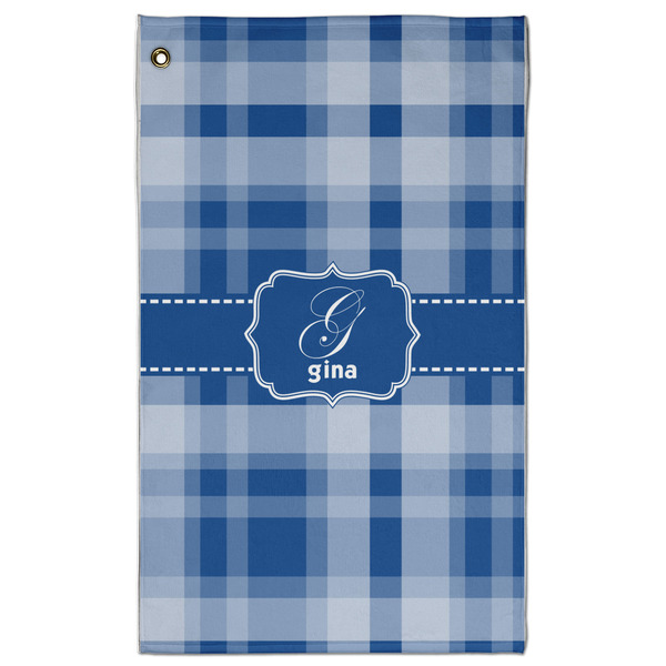Custom Plaid Golf Towel - Poly-Cotton Blend - Large w/ Name and Initial