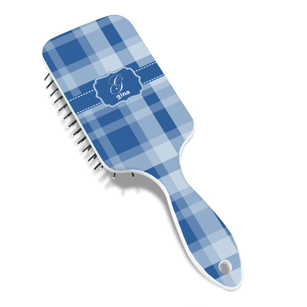 Plaid Hair Brush - Angle View
