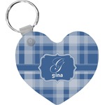 Plaid Heart Plastic Keychain w/ Name and Initial