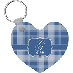 Plaid Heart Plastic Keychain w/ Name and Initial