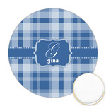Plaid Printed Cookie Topper - Round (Personalized)