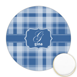 Plaid Printed Cookie Topper - Round (Personalized)