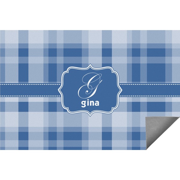 Custom Plaid Indoor / Outdoor Rug - 6'x8' w/ Name and Initial