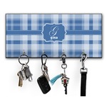 Plaid Key Hanger w/ 4 Hooks w/ Name and Initial