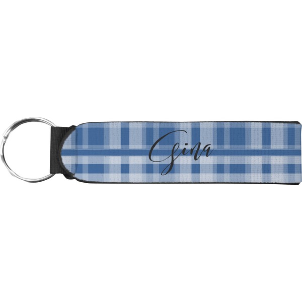 Custom Plaid Neoprene Keychain Fob (Personalized)