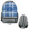 Plaid Large Backpack - Gray - Front & Back View