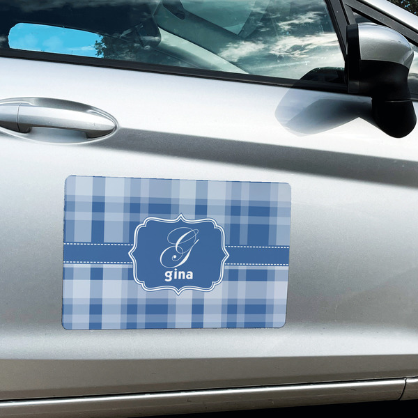 Plaid Large Rectangle Car Magnets- In Context