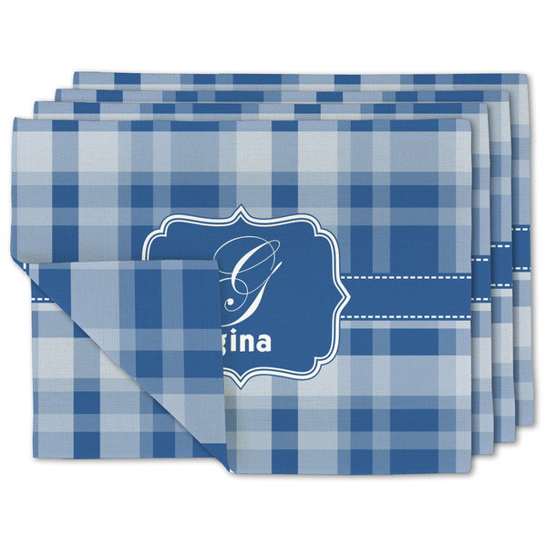 Custom Plaid Double-Sided Linen Placemat - Set of 4 w/ Name and Initial