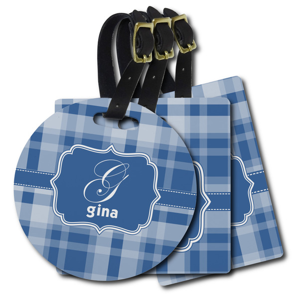 Custom Plaid Plastic Luggage Tag (Personalized)