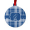 Plaid Metal Ball Ornament - Double Sided w/ Name and Initial