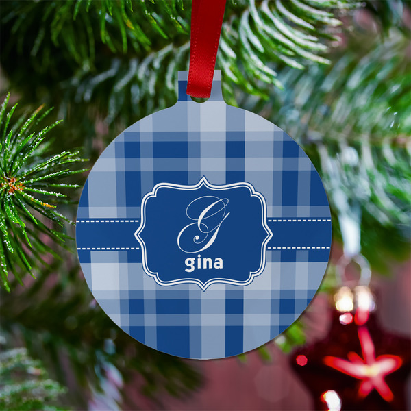 Plaid Metal Ball Ornament - Lifestyle