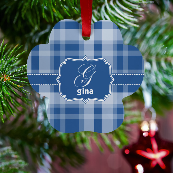 Plaid Metal Paw Ornament - Lifestyle