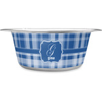 Plaid Stainless Steel Dog Bowl - Large (Personalized)