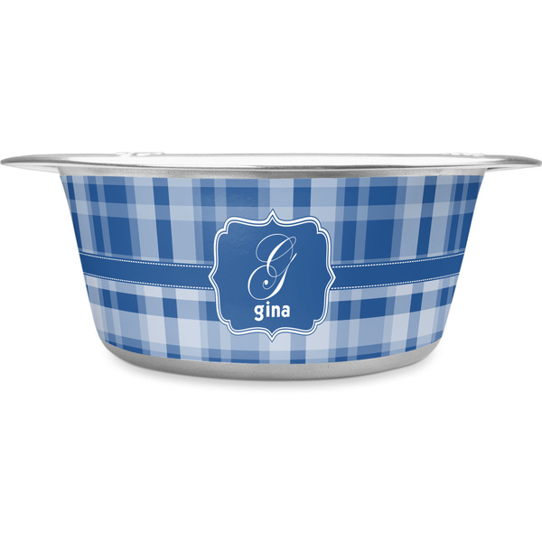 Custom Plaid Stainless Steel Dog Bowl - Medium (Personalized)