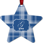 Plaid Metal Star Ornament - Double Sided w/ Name and Initial