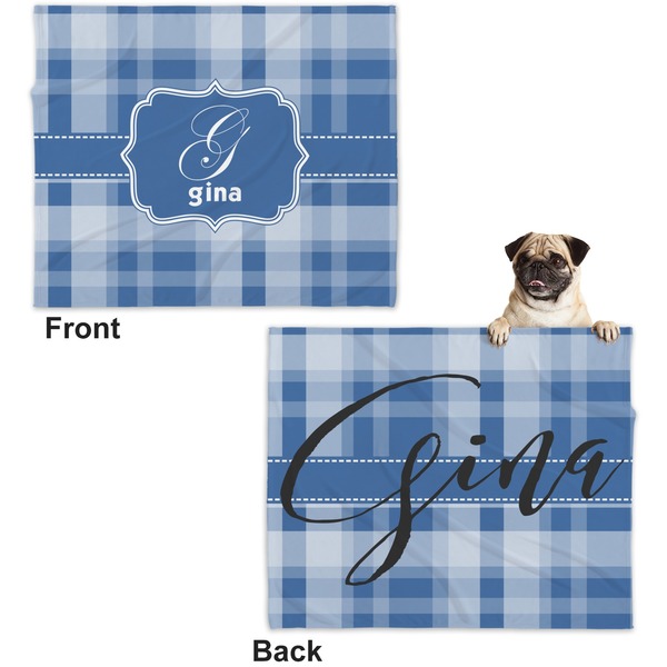 Plaid Microfleece Dog Blanket - Large- Front & Back