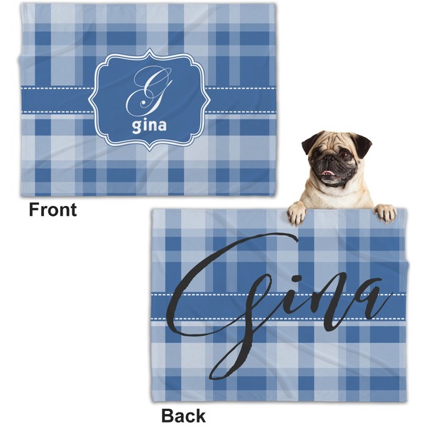 Plaid Microfleece Dog Blanket - Regular - Front & Back
