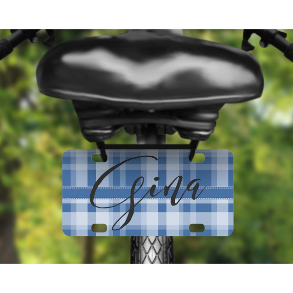 Plaid Mini License Plate on Bicycle