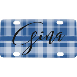 Plaid Mini / Bicycle License Plate (4 Holes) (Personalized)
