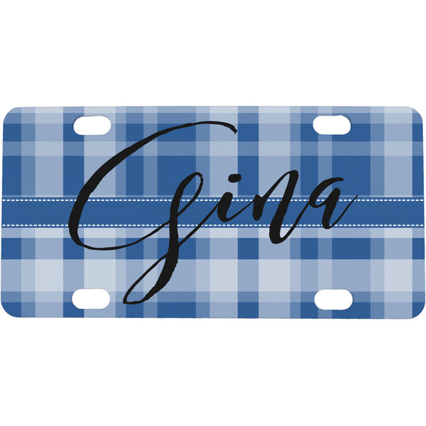 Custom Plaid Mini / Bicycle License Plate (4 Holes) (Personalized)