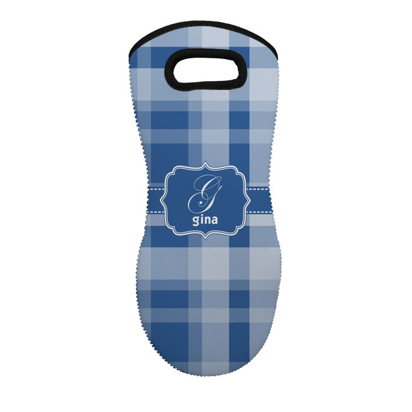 Custom Plaid Neoprene Oven Mitt - Single w/ Name and Initial