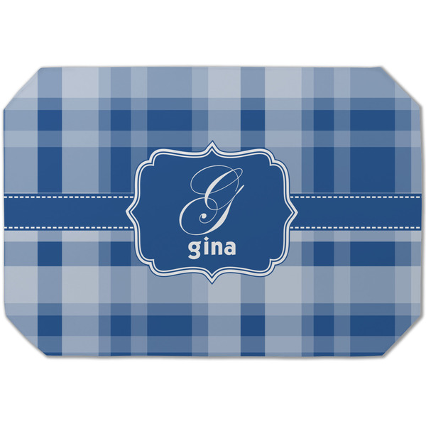 Custom Plaid Dining Table Mat - Octagon (Single-Sided) w/ Name and Initial