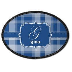 Plaid Iron On Oval Patch w/ Name and Initial