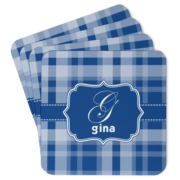Custom Plaid Paper Coasters w/ Name and Initial