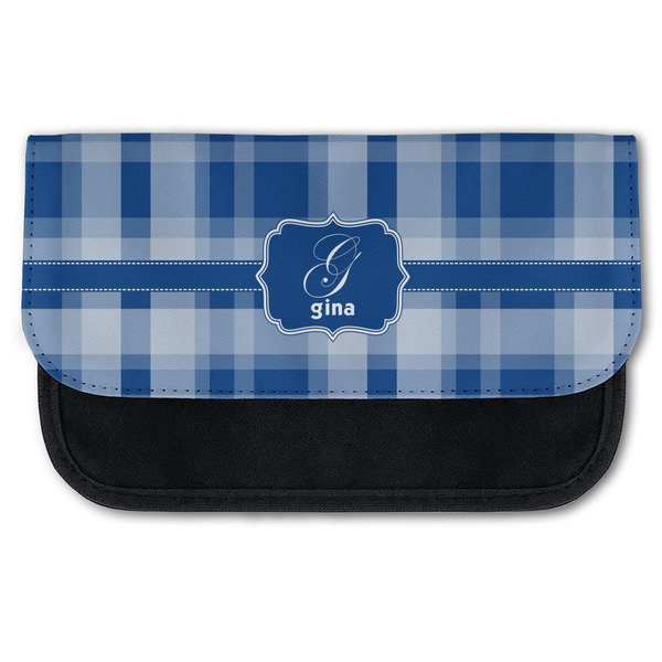 Custom Plaid Canvas Pencil Case w/ Name and Initial