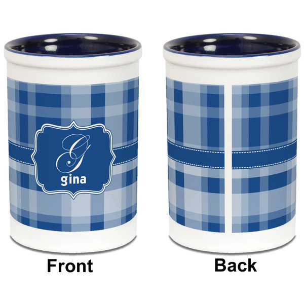 Plaid Pencil Holder - Blue - approval