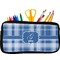 Plaid Neoprene Pencil Case - Small w/ Name and Initial