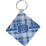 Plaid Diamond Plastic Keychain w/ Name and Initial