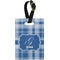 Plaid Plastic Luggage Tag - Rectangular w/ Name and Initial