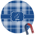 Plaid Round Fridge Magnet (Personalized)