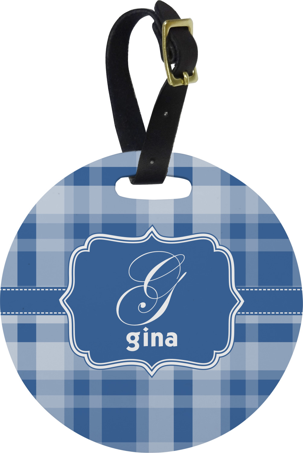 Plaid Round Luggage Tag (Personalized) YouCustomizeIt