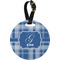 Plaid Plastic Luggage Tag - Round (Personalized)