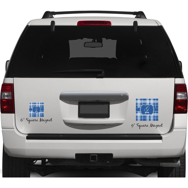 Plaid Personalized Square Car Magnets on Ford Explorer