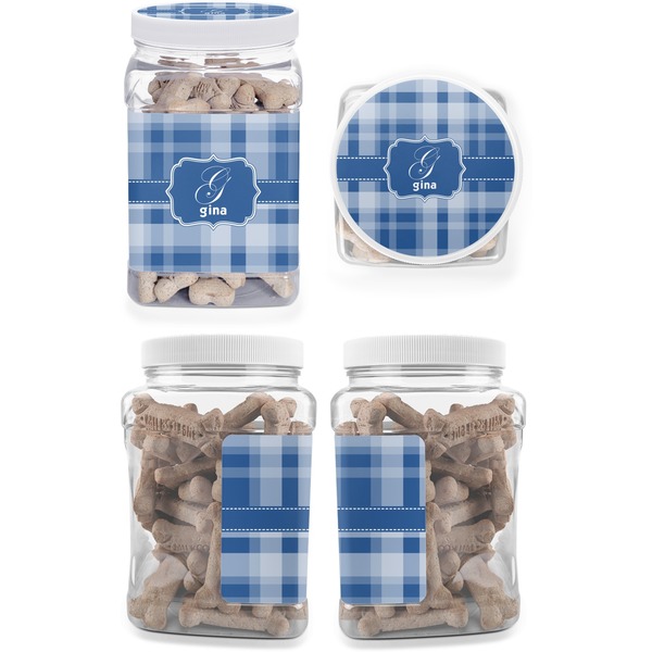 Plaid Pet Treat Jar - Multiple Angles