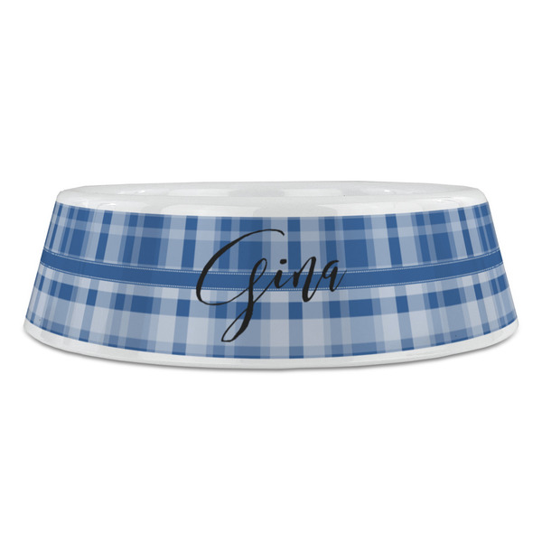 Plaid Plastic Pet Bowls - Large - FRONT