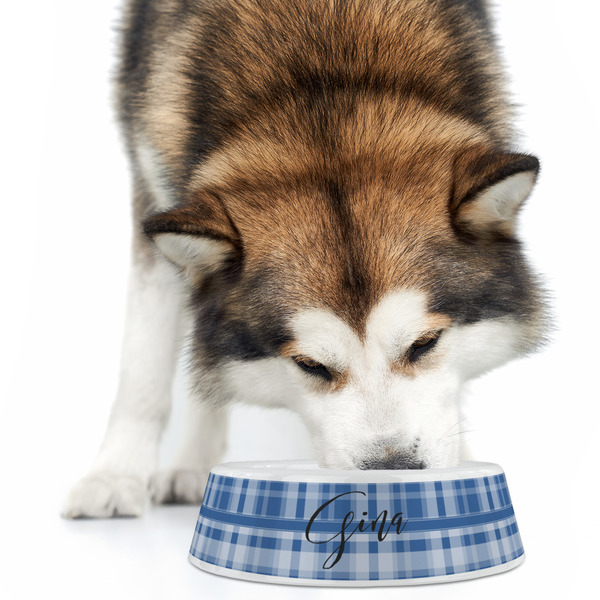 Plaid Plastic Pet Bowls - Large - LIFESTYLE